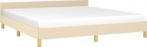 vidaXL Rama łóżka z zagłówkiem, kremowa, 160x200 cm, obita tkaniną 3