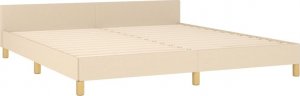 vidaXL Rama łóżka z zagłówkiem, kremowa, 160x200 cm, obita tkaniną 4