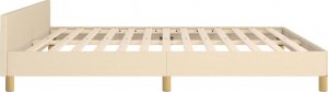 vidaXL Rama łóżka z zagłówkiem, kremowa, 160x200 cm, obita tkaniną 6