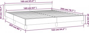 vidaXL Rama łóżka z zagłówkiem, kremowa, 160x200 cm, obita tkaniną 9