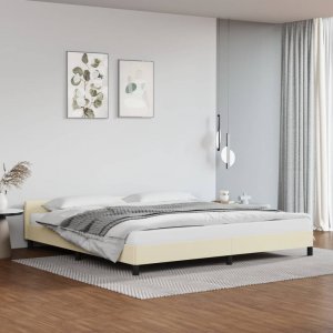 vidaXL vidaXL Rama łóżka z zagłówkiem, kremowa, 200x200 cm, sztuczna skóra 1
