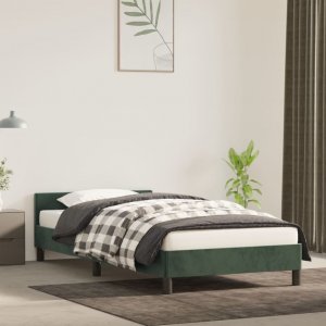 vidaXL vidaXL Rama łóżka z zagłówkiem, ciemnozielona, 80x200 cm, aksamitna 1