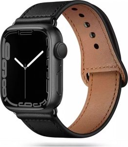 Tech-Protect TECH-PROTECT LEATHERFIT APPLE WATCH 4 / 5 / 6 / 7 / 8 / SE (38 / 40 / 41 MM) BLACK 1