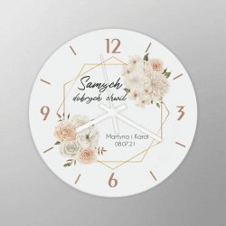 Koszulkowy Produkt personalizowany - Samych dobrych chwil (imiona + data) - zegar szklany z nadrukiem 2
