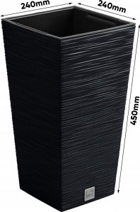 Prosperplast Doniczka na kwiaty Donica Furu DFSH240 Antracytowa 2