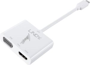 Adapter USB Lindy USB-C - HDMI - VGA Biały  (43179) 1