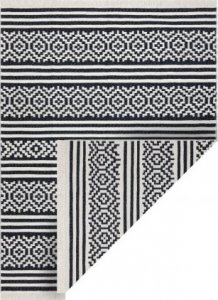 Dywany Łuszczów Dywan TWIN 22996 Geometryczny, pasy bawełna, dwustronny Ekologiczny frędzle - czarny / krem, 180x270 cm 1