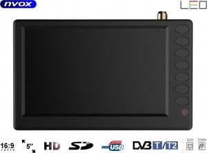 Odtwarzacz przenośny Nvox Telewizor 5'' USB SD PVR DVB-T2 12V 230V 1