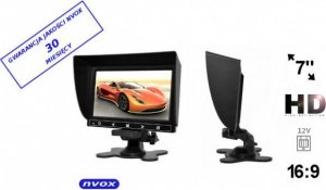 Nvox Monitor samochodowy lub wolnostojący LCD 7cali cali HD AV z obsługa do 2 kamer 4PIN 12V... (NVOX 1