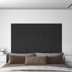 vidaXL vidaXL Panele ścienne, 12 szt., czarne, 60x15 cm, tkanina, 1,08 m 1