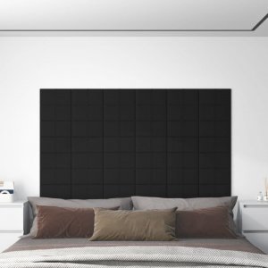 vidaXL vidaXL Panele ścienne, 12 szt., czarne, 30x15 cm, tkanina, 0,54 m 1