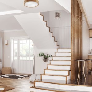 Lampa sufitowa Lamkur Plafon drewniany dębowy LED 2-punktowy okrągły 38cm 2