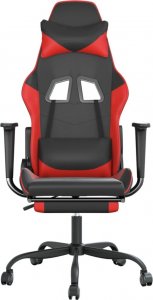 Fotel vidaXL Masujący fotel gamingowy z podnóżkiem, czarno-czerwony 4