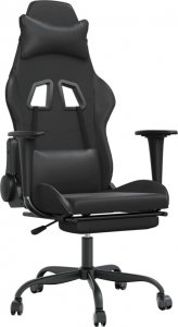 Fotel vidaXL czarny z podnóżkiem (345419) 1