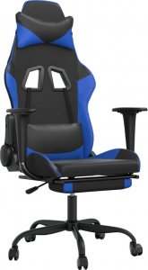 Fotel vidaXL czarno-niebieski z podnóżkiem (345411) 1