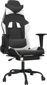 Fotel vidaXL czarno-biały z podnóżkiem (345416) 1