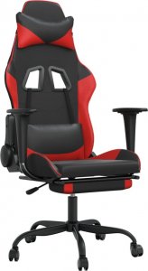 Fotel vidaXL czarno-czerwony z podnóżkiem (345412) 1