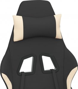 Fotel vidaXL Obrotowy fotel gamingowy z podnóżkiem, czarno-kremowy, tkanina 8