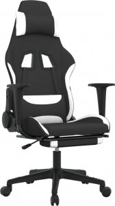 Fotel vidaXL czarno-biały z podnóżkiem (345508) 1