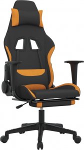 Fotel vidaXL czarno-pomarańczowy z podnóżkiem (345505) 1