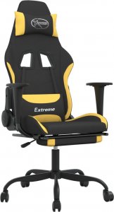 Fotel vidaXL czarno-żółty z podnóżkiem (345484) 1