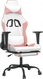 Fotel vidaXL biało-różowy z podnóżkiem (345420) 1