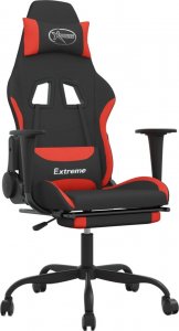 Fotel vidaXL czarno-czerwony z podnóżkiem (345489) 1