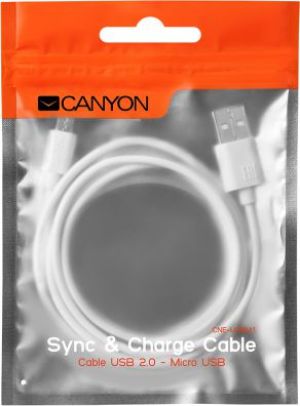 Kabel USB Canyon USB-A - 1 m Biały (CNE-USBM1W) 1