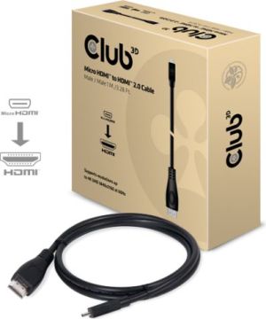 Kabel Club 3D HDMI Micro - HDMI 1m czarny (CAC-1351) 1