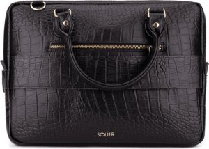 Torba Solier Gold for Women Torba na laptopa 13,3'' skórzana  SOLIER czarna FL26 Alcamo 5