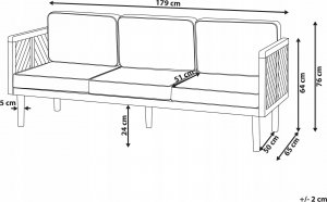 Beliani Sofa trzyosobowa z drewna akacjowego z białymi poduszkami BARATTI! 3