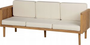 Beliani Sofa trzyosobowa z drewna akacjowego z białymi poduszkami BARATTI! 4
