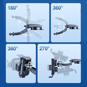 Joyroom Joyroom automatyczny uchwyt samochodowy ładowarka indukcyjna 15W Qi na szybę kokpit deskę czarny (JR-ZS298 dash) 6