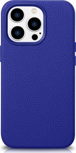 iCarer iCarer Litchi Premium Leather Case skórzane etui iPhone 14 Pro magnetyczne z MagSafe ciemnoniebieski (WMI14220710-DB) 1