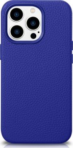 iCarer iCarer Litchi Premium Leather Case skórzane etui iPhone 14 Pro Max magnetyczne z MagSafe ciemnoniebieski (WMI14220712-DB) 1