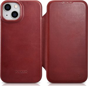 iCarer iCarer CE Oil Wax Premium Leather Folio Case skórzane etui iPhone 14 z klapką magnetyczne MagSafe czerwony (AKI14220705-RD) 1