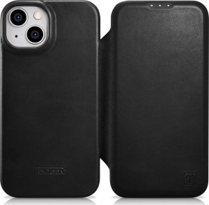 iCarer iCarer CE Oil Wax Premium Leather Folio Case skórzane etui iPhone 14 Plus z klapką magnetyczne MagSafe czarny (AKI14220707-BK) 1