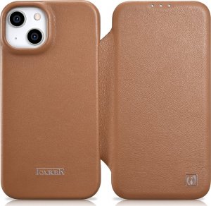 iCarer iCarer CE Premium Leather Folio Case skórzane etui iPhone 14 z klapką magnetyczne MagSafe brązowy (WMI14220713-BN) 1