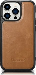 iCarer iCarer Leather Oil Wax etui pokryte naturalną skórą do iPhone 14 Pro (kompatybilne z MagSafe) brązowy (WMI14220718-TN) 1