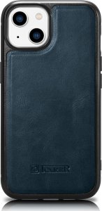 iCarer iCarer Leather Oil Wax etui pokryte naturalną skórą do iPhone 14 Plus (kompatybilne z MagSafe) niebieski (WMI14220719-BU) 1