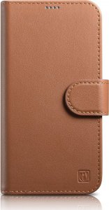 iCarer iCarer Wallet Case 2in1 etui iPhone 14 Plus skórzany pokrowiec z klapką Anti-RFID brązowy (WMI14220727-BN) 1