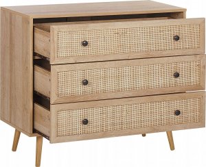 Beliani Komoda fronty rattanowe jasne drewno PONCA! 3