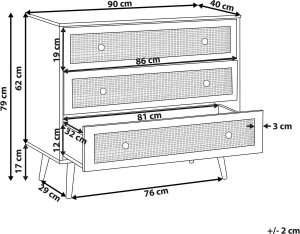Beliani Komoda fronty rattanowe jasne drewno PONCA! 9