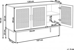Beliani Szafka trzydrzwiowa fronty rattanowe jasne drewno PASCO! 10