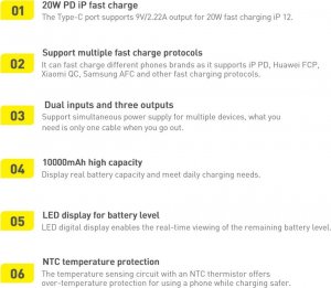 Powerbank Baseus PPBD050502 10000mAh Biały 19