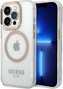 Guess Guess GUHMP14LHTRMD iPhone 14 Pro 6,1" złoty/gold hard case Metal Outline Magsafe NoSize 1
