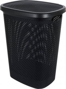 Kosz na pranie Bathroom Solutions Kosz na pranie pojemnik łazienkowy na odzież bieliznę z pokrywą czarny 60 l 3