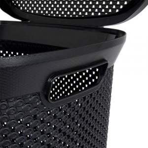 Kosz na pranie Bathroom Solutions Kosz na pranie pojemnik łazienkowy na odzież bieliznę z pokrywą czarny 60 l 7