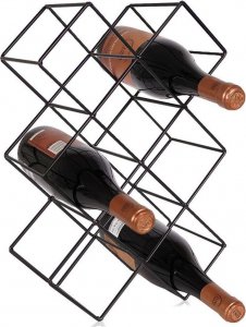 Vilde Stojak na wino na 8 butelek metalowy czarny 42,5x15,5x28,8 cm 1