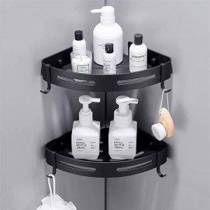 Koszyk prysznicowy Aptel NAROŻNA PÓŁKA ŁAZIENKOWA 2 Poziomy Zawieszana czarna AG829 5